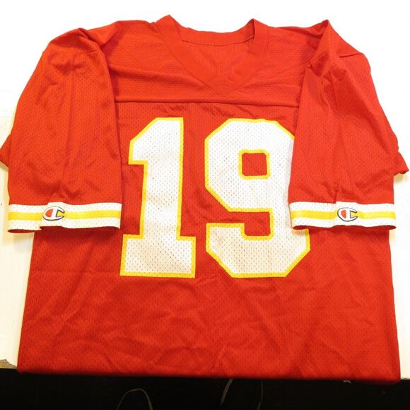KANSAS CITY CHIEFS THROWBACK FOOTBALL JERSEY CHAMPION  Mens 44 #19 Joe Montana - Picture 3 of 5